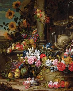 Ainda vida de frutas e flores de Gaspar Pieter II Verbruggen