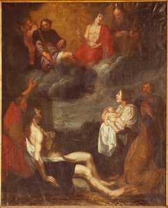 Igreja paroquial (Sint-Pieterskerk). Interior. Corredor Sul. O altar. A pintura. O nascimento de Cristo. Attr. a G De Craeyer. Século XVII. (pintura) de Gaspar De Crayer