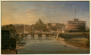 Roma: Vista do Tibre para o sul com Castel Sant