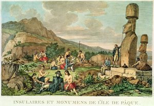Insulares e Monumentos da Ilha de Páscoa, prato 11 do Atlas de Viagem de La Perouse, 1785-88 (gravura)