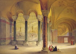 Haghia Sophia, placa 11: a Galeria Meme no canto sudoeste, gravada por Louis Haghe (1806-85), publicada em 1852