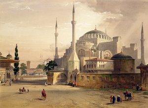 Santa Sofia, placa 17: vista exterior da mesquita, gravada por Louis Haghe (1806-85) publicou 1852