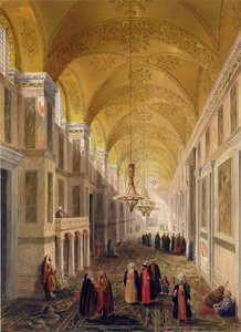 Haghia Sophia, placa 2: o nartex, gravado por Louis Haghe (1806-85) publicou 1852