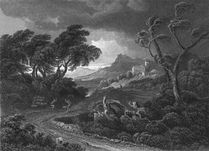 Uma tempestade terrestre (gravura) de Gaspard Poussin (after) Dughet
