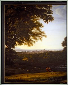 Paisagem Pastoral Italiana, pormenor, sem data de Gaspard Poussin Dughet