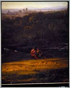 Paisagem Pastoral Italiana, pormenor, sem data de Gaspard Poussin Dughet
