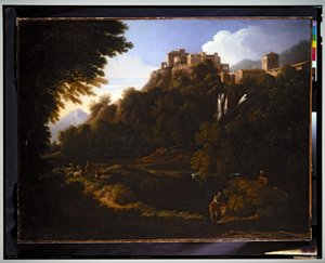 Paisagem - Uma cascata na Campagna Romana de Gaspard Poussin Dughet
