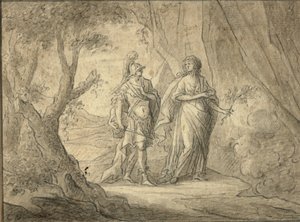 Casal em uma floresta (lápis e tinta no papel)