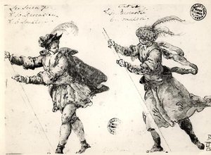 Desenhos para figurinos de festas de barqueiros (carvão em papel) (foto a p/b)