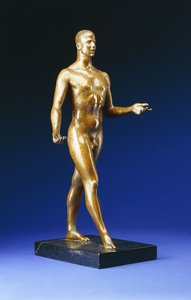 Homem andando - Retrato de Lincoln Kirstein, c.1933 (pacote de bronze dourado sobre base de mármore preto com veios)