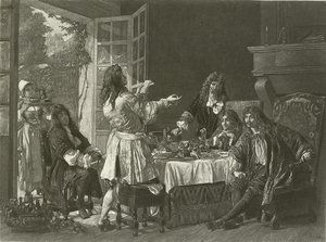 Um jantar na casa de Molière em Anteuil (gravura)