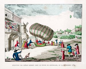 Recepção dos irmãos Robert pelo príncipe de Ghistelles em 1784, 1887 de Gaston Tissandier