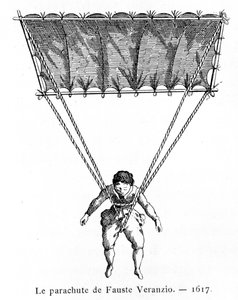 O pára-quedas de Fauste Veranzio, 1617, 1887. de Gaston Tissandier