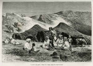 A nezla (parente) do meu guia. Gravura de G.Vuillier, para ilustrar o Sahara argelino, de V.Largeau, em 1874-1878, publicada no Tour du monde, sob a direcção de Edouard Charton (1807-1890) de Gaston Vuillier