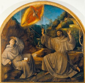 Itália, Varallo, pintura de S. Francisco que Recebe os Estigmas de Gaudenzio Ferrari