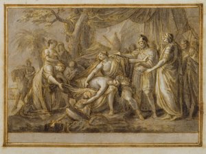 Aquiles, Lamentando a morte de Pátroclo, 1760-63 (caneta e tinta e lavar no papel)