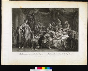 Andrómaca lamentando a morte de Heitor, gravada por Domenico Cunego, 1764 de Gavin after Hamilton