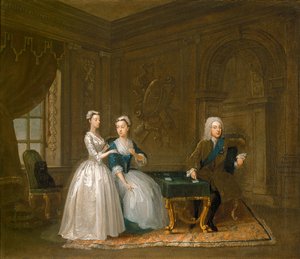 Retrato de John Montagu, a sua esposa e a sua filha mais nova (óleo sobre tela)