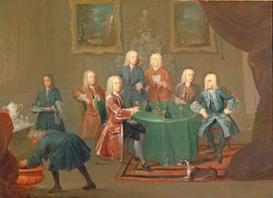 Os irmãos Clarke com outros senhores tomando vinho, c.1730-35