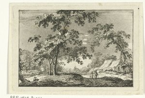 Paisagem arborizada com dois caminhantes de Geerlig Grijpmoed