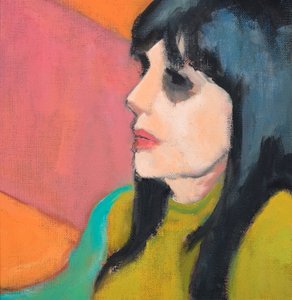 Cabelo preto, camisola de lima, 2017 (óleo sobre tela) de Genevieve French