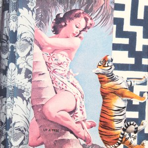 Rapariga trepadora com tigre, 2016 (colagem) de Genevieve French