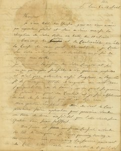 Carta de Rosalie Saugrain para o Departamento de Relações Públicas de Genevieve Rosalie Michau Saugrain