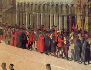 Procissão, em, st. Marks, quadrado, detalhe, de, músicos, 1496, óleo, ligado, lona, detalhe, de, 59423 de Gentile Bellini
