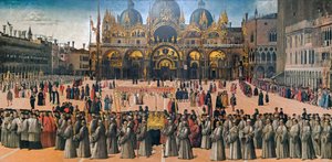 Procissão na Piazza San Marco em Veneza, 1496.