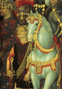 A Adoração dos Magos, detalhe dos cavalos de Gentile da Fabriano