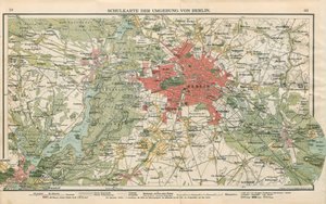 Mapa escolar da área ao redor de Berlim de Geographische Anstalt von Velhagen und Klasing