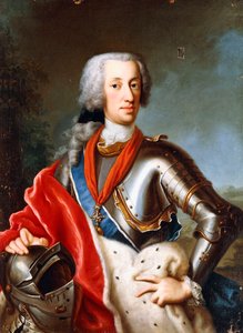 Retrato de Karl Albrecht Wittelsbach, em pé, três quartos de comprimento, usando vestido cerimonial (óleo sobre tela) de Georg (circle of) Desmarees
