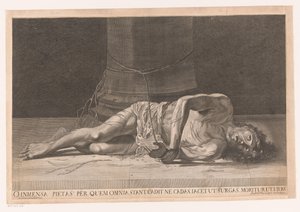 Christus na de geseling
O inmensa pietas per quem omnia stant cadit ne cadas iacet ut ciruras moritur ut vivas (título sobre o objecto) de Georg Andreas Wolfgang