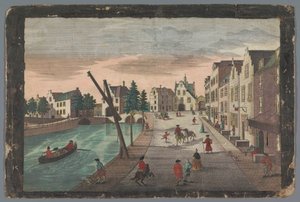 Vista do Portão de Roterdão e do Ketelpoort em Delft
Prospect der Ketel bey dem Rotterdammer Thor, innerhalb der Stadt Delft de Georg Balthasar Probst (possibly)
