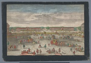 Vista dos estábulos do Palácio de Versalhes
Gesicht der Ställe zu Versalien, tomado von dem zweiten Gitter (título sobre o objecto)