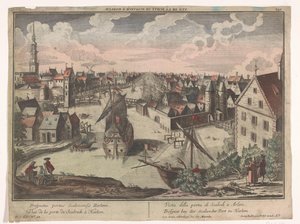 Vista da Porta de Schalkwijker em Haarlem
Prospect bey der Scalwecker Port zu Harlem (título sobre o objecto)
Haarlem (título da série) de Georg Balthasar Probst
