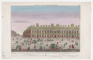 Vista do Zeughaus em Berlim Prospect des Koenigl. Arsenals, gegen dem Cron.Prinzl. Palácio de Berlim (título no objeto) Berlim (título da série) de Georg Balthasar Probst