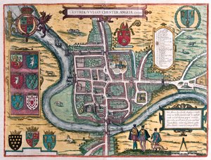 Chester - Grã-Bretanha, em "Civitates Orbis Terrarum" de Georg Braun, Colónia 1617 de Georg Braun