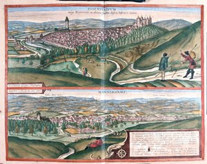 Eisenstadtt, Alemanha - Mannersdorf, Áustria - em "Civitates Orbis Terrarum" de Georg Braun, Colónia 1617 de Georg Braun
