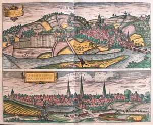 Essen e Werden, Alemanha - em "Civitates Orbis Terrarum" de Georg Braun, Colónia 1617 de Georg Braun