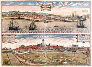 Helsingor (Helsimor - Hamlet), Dinamarca - em "Civitates Orbis Terrarum" de Georg Braun, Colónia 1617 de Georg Braun
