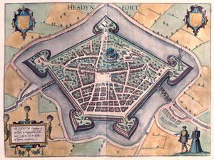Hesdin, França - em "Civitates Orbis Terrarum" de Georg Braun, Colónia 1617 de Georg Braun