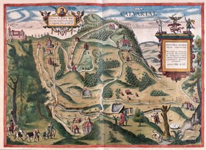 Kalwarya Zebrzydowka (a sudeste de Cracóvia), Polónia - em "Civitates Orbis Terrarum" de Georg Braun, Colónia 1617 de Georg Braun