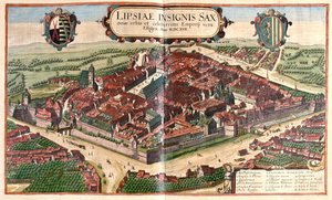 Leipzig (Lipsia), Alemanha - em "Civitates Orbis Terrarum" de Georg Braun, Colónia 1617 de Georg Braun