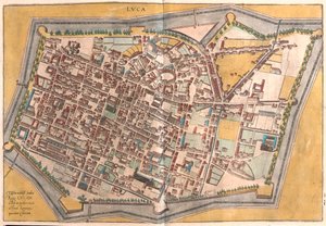 Lucca, Itália - em "Civitates Orbis Terrarum" de Georg Braun, Colónia 1617 de Georg Braun