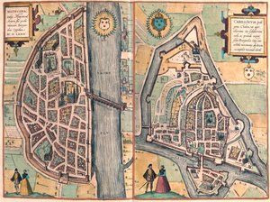 Macon - Chalons sur Saone, França - em "Civitates Orbis Terrarum" de Georg Braun, Colónia 1617 de Georg Braun