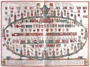Mons , Bélgica - em "Civitates Orbis Terrarum" de Georg Braun, Colónia 1617
