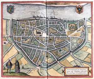 Nijmegen - Países Baixos, em "Civitates Orbis Terrarum" de Georg Braun, Colónia 1617 de Georg Braun