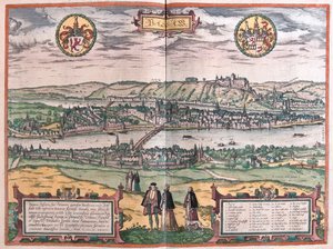 Passau, Alemanha - em "Civitates Orbis Terrarum" de Georg Braun, Colónia 1617 de Georg Braun