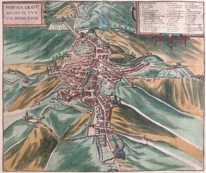 Perugia, Itália - em "Civitates Orbis Terrarum" de Georg Braun, Colónia 1617 de Georg Braun